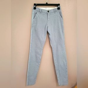 H&M white/blue striped work pants size 2